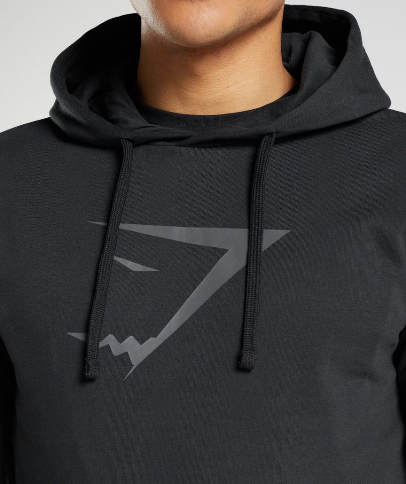 Men's Gymshark Sharkhead Infill Hoodie Black | NZ 4XILOC